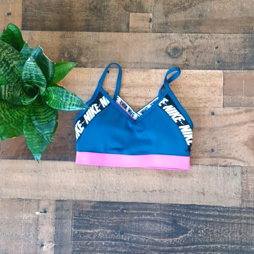 Nike Indy Dri-Fit Training Sports Bra In Valerian Blue And Pink, Size Small
